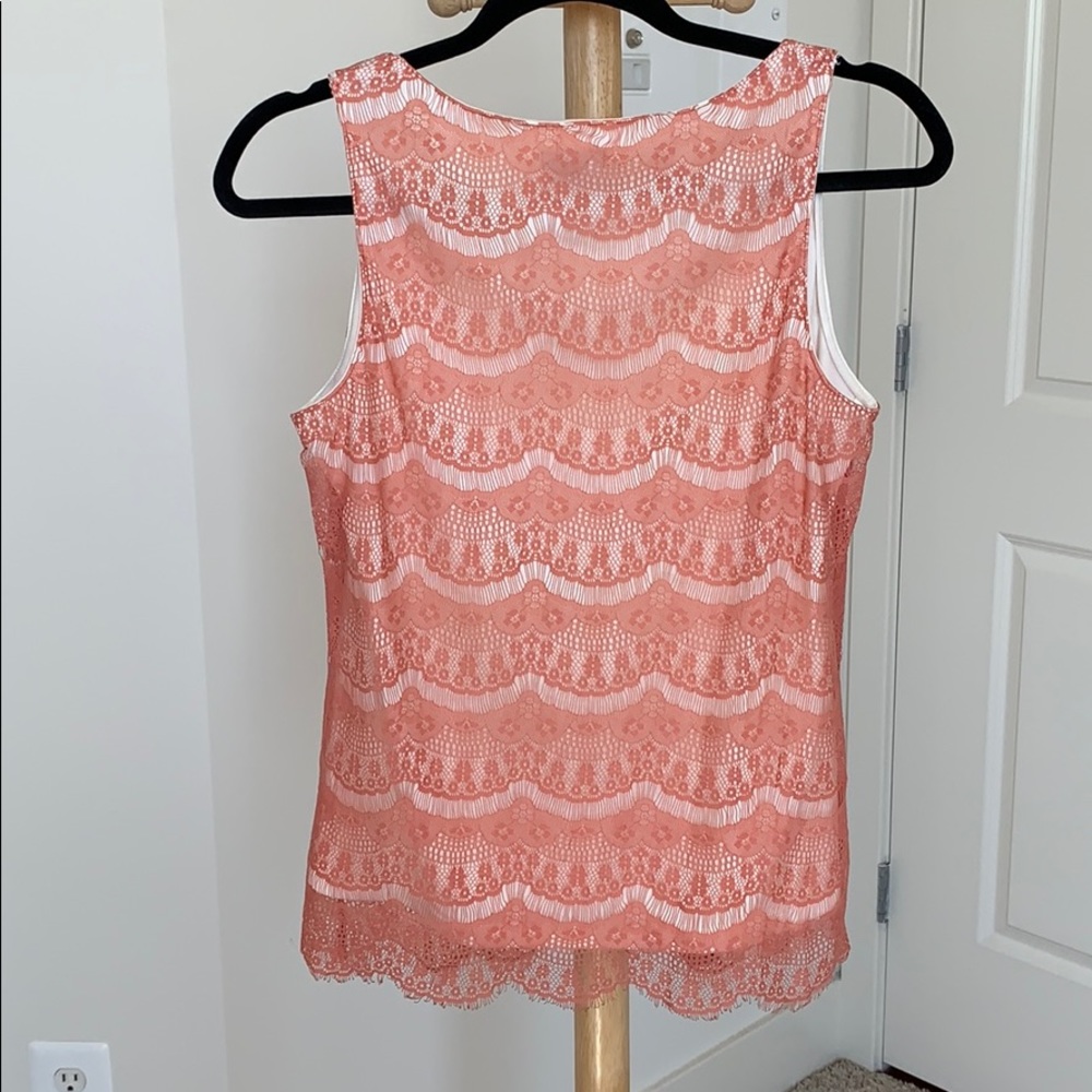 Ann Taylor Pink Lace Shell - Picture 2 of 6